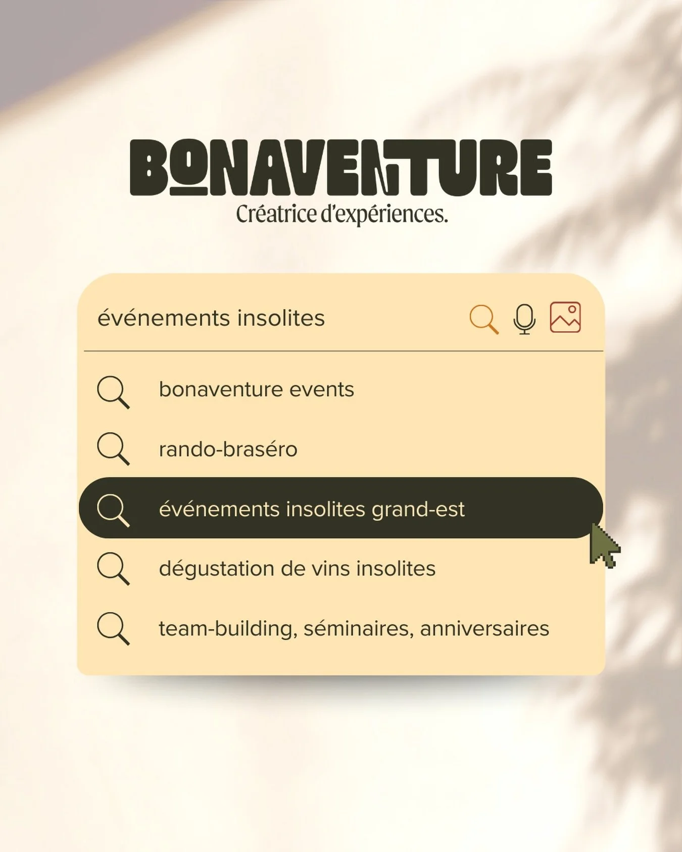 🙇&zwj;♀️ ne cherchez pas plus loin : on s&rsquo;occupe de vos &eacute;vents. 

S&eacute;minaires, s&eacute;jours coh&eacute;sions, brunch d&rsquo;anniversaire et autres moments festifs.
De l&rsquo;insolite au plus traditionnel, on sait faire.

&Eacu