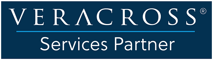Veracross logo with the words 'Services Partner' beneath it on a dark blue background.