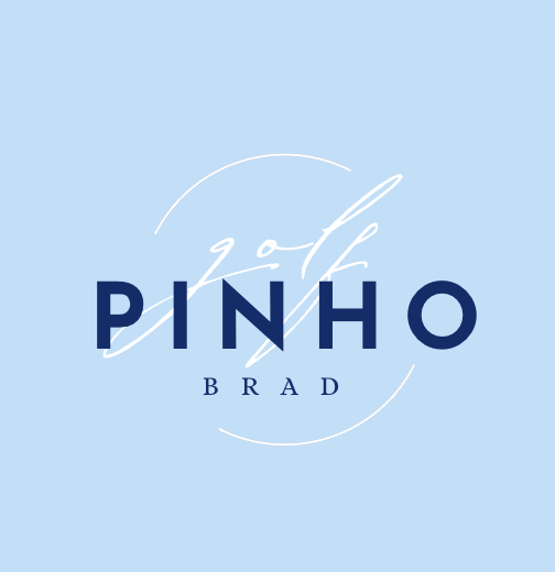 Logo with the text 'GOLF PINHO BRAD' on a light blue background