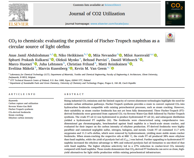 NEW publication in Journal of CO2 utilization