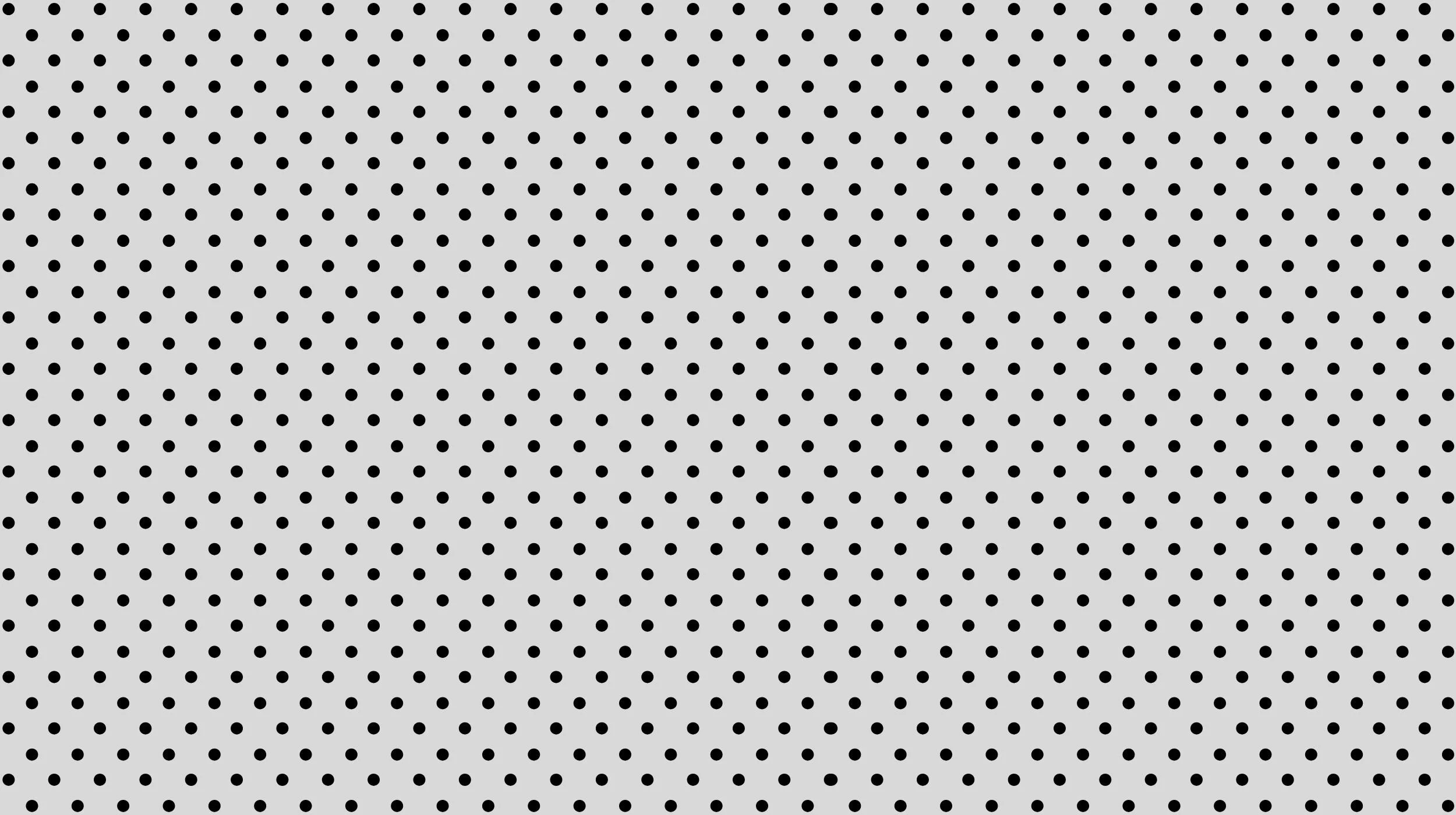 A gray background with evenly spaced black polka dots.
