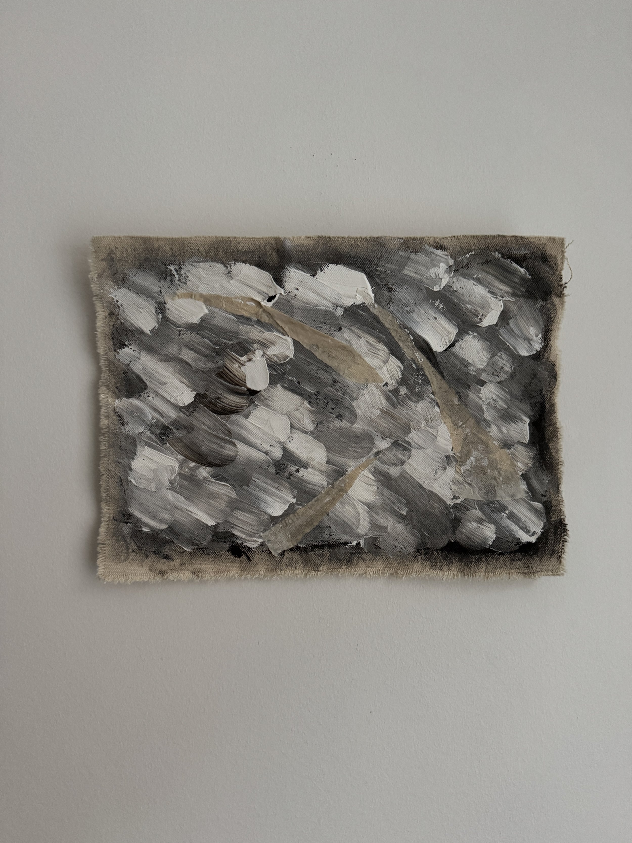 BEING • Acrylic + coffee filters on Raw Canvas • 35x40cm • €195 / 1459 dkk • Available (Contact for purchase) • Price incl VAT ex shipping and insurance