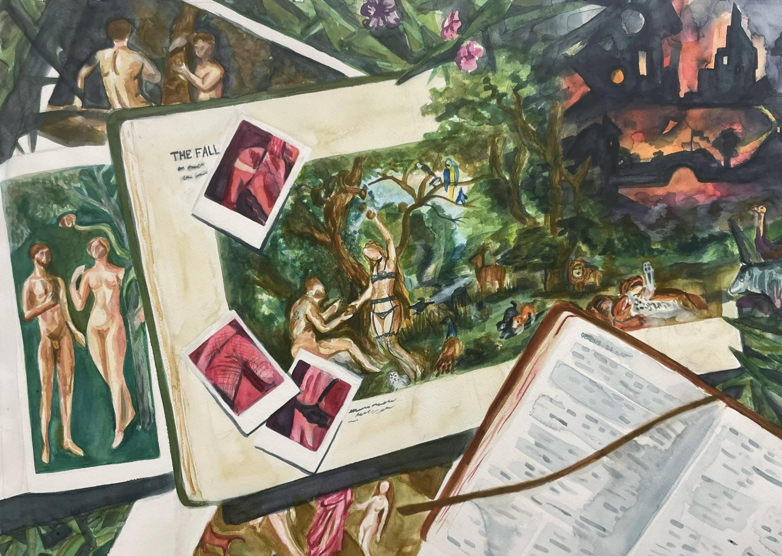 Who’s to Blame?, watercolor on paper, 30x24, 2024