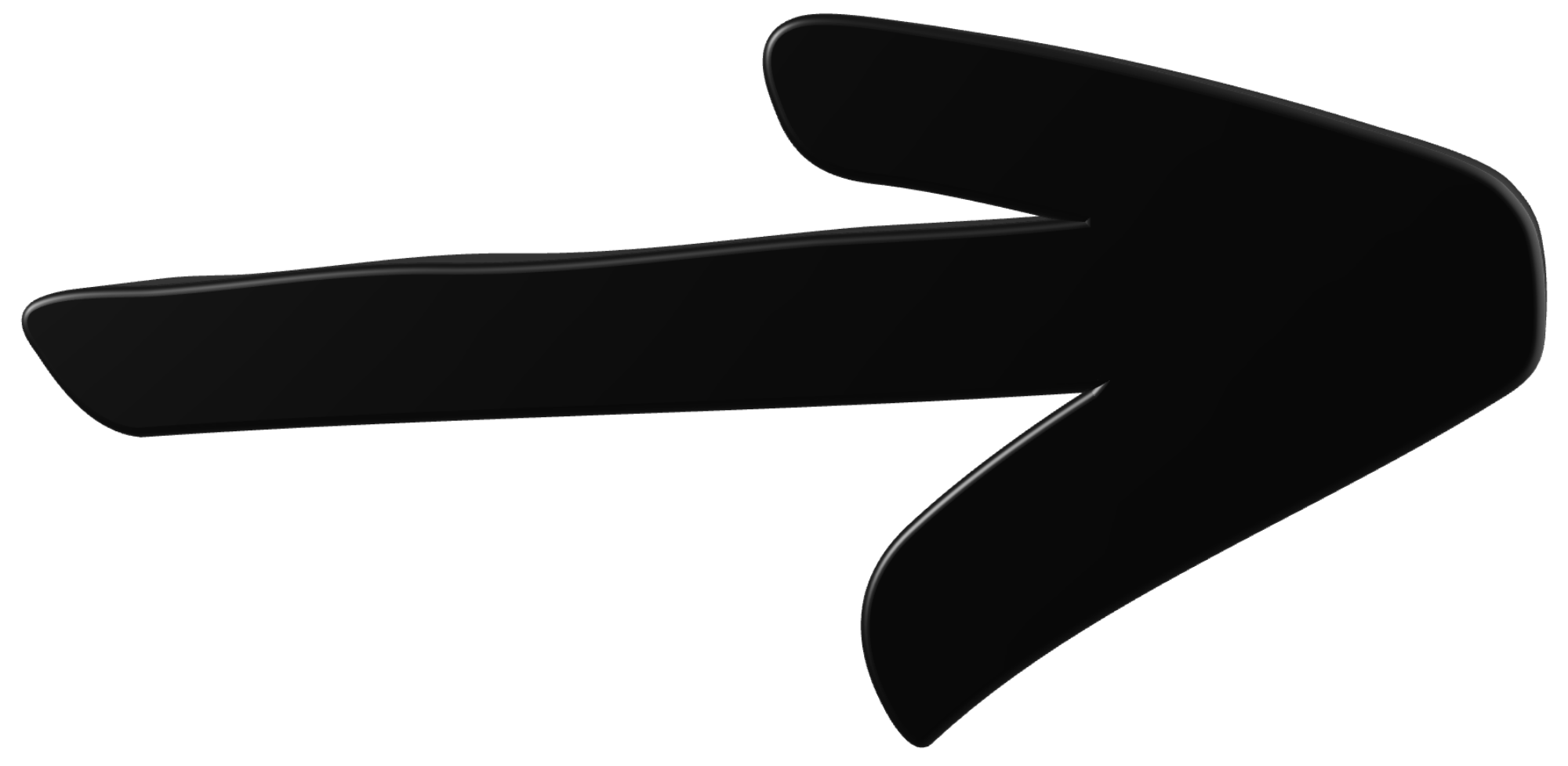 A black, three-dimensional arrow pointing to the right with a modern design.