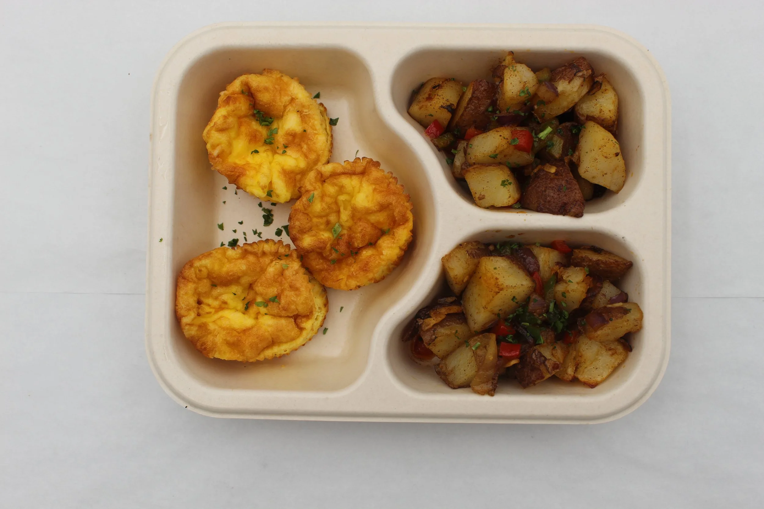 Three-Cheese Egg Bites with Roasted Potatoes