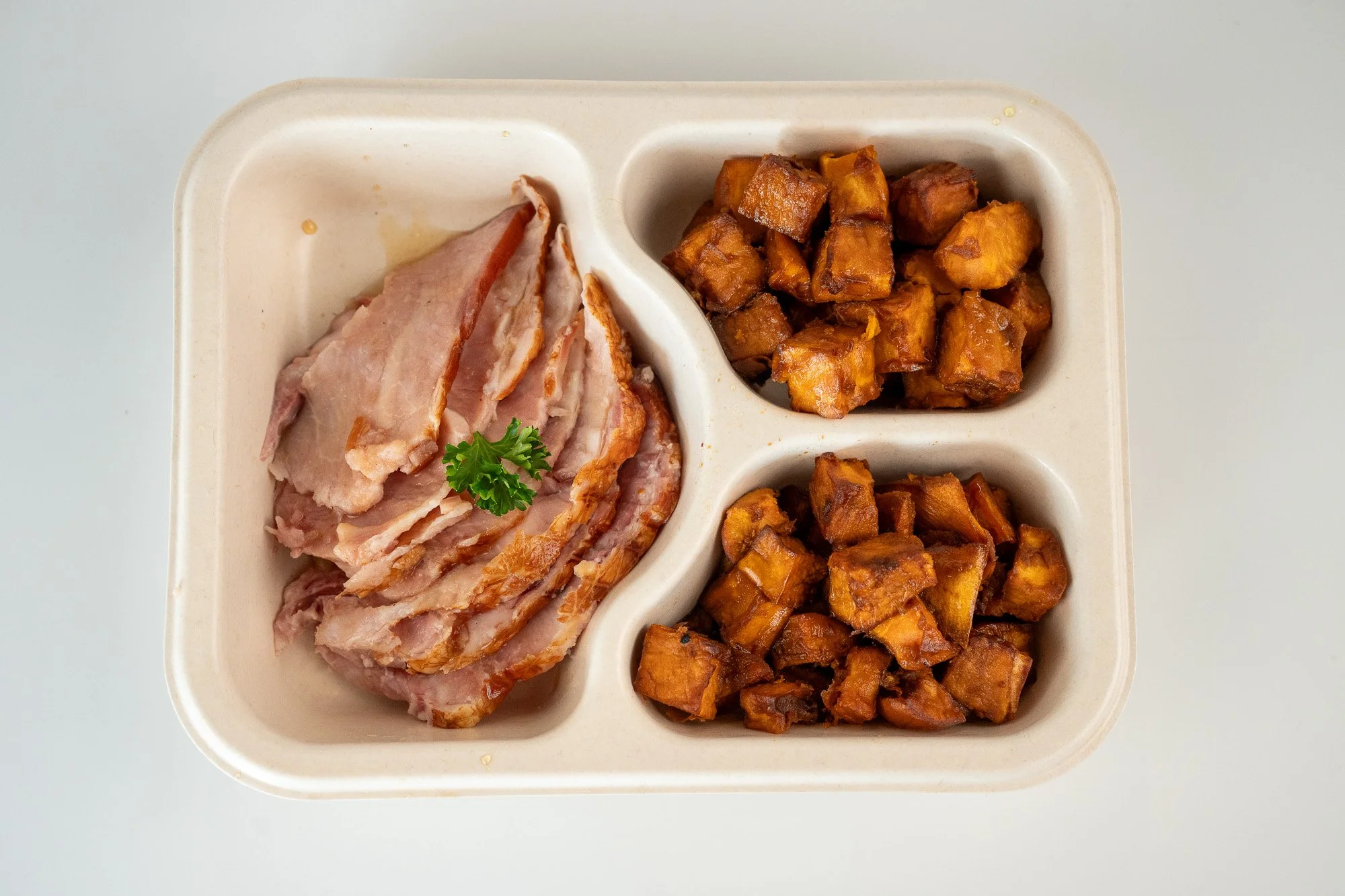 Low-Sodium Glazed Ham with Roasted Sweet Potatoes