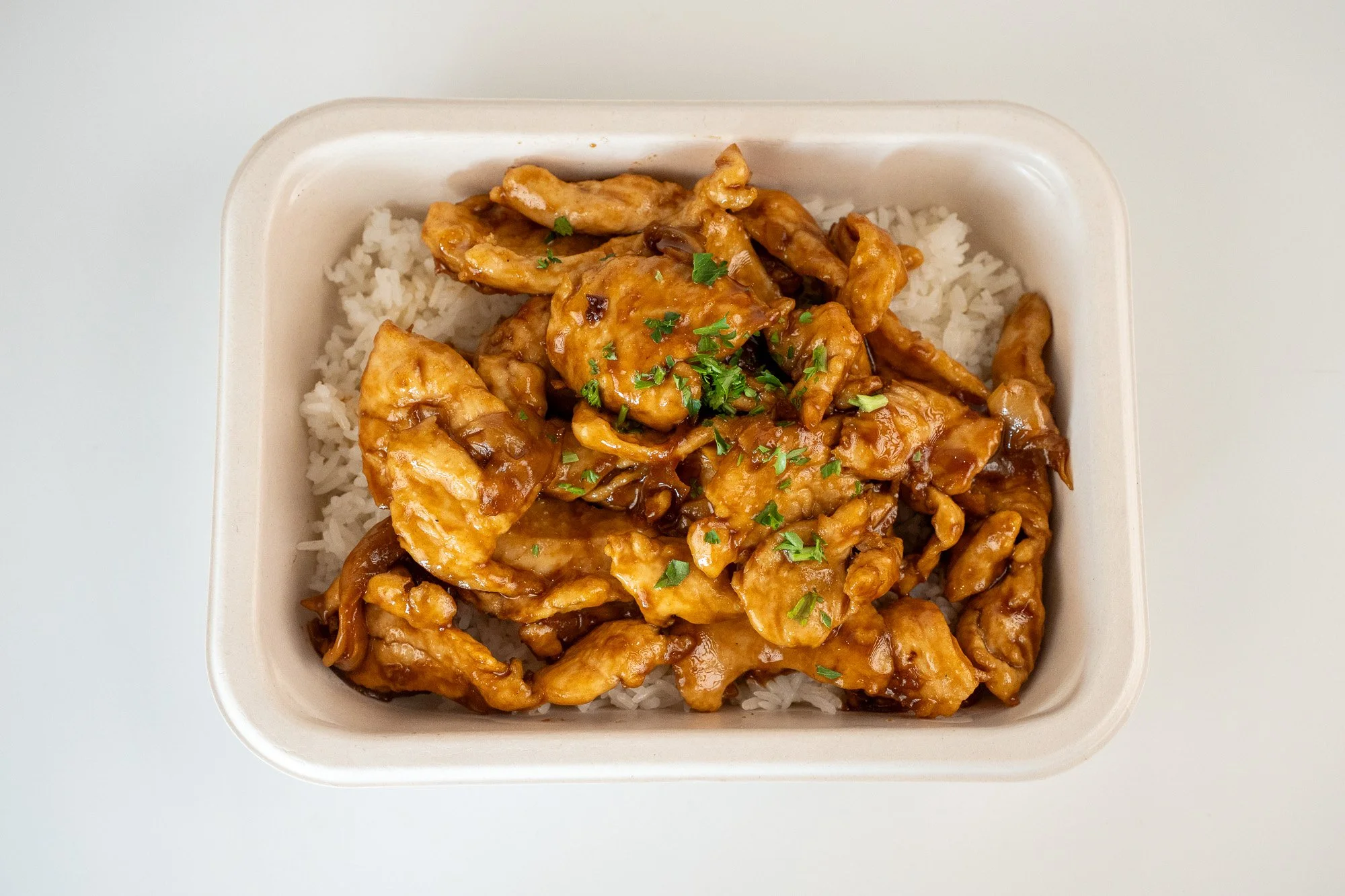 Ginger Chicken (No Garlic/Onion) with White Rice