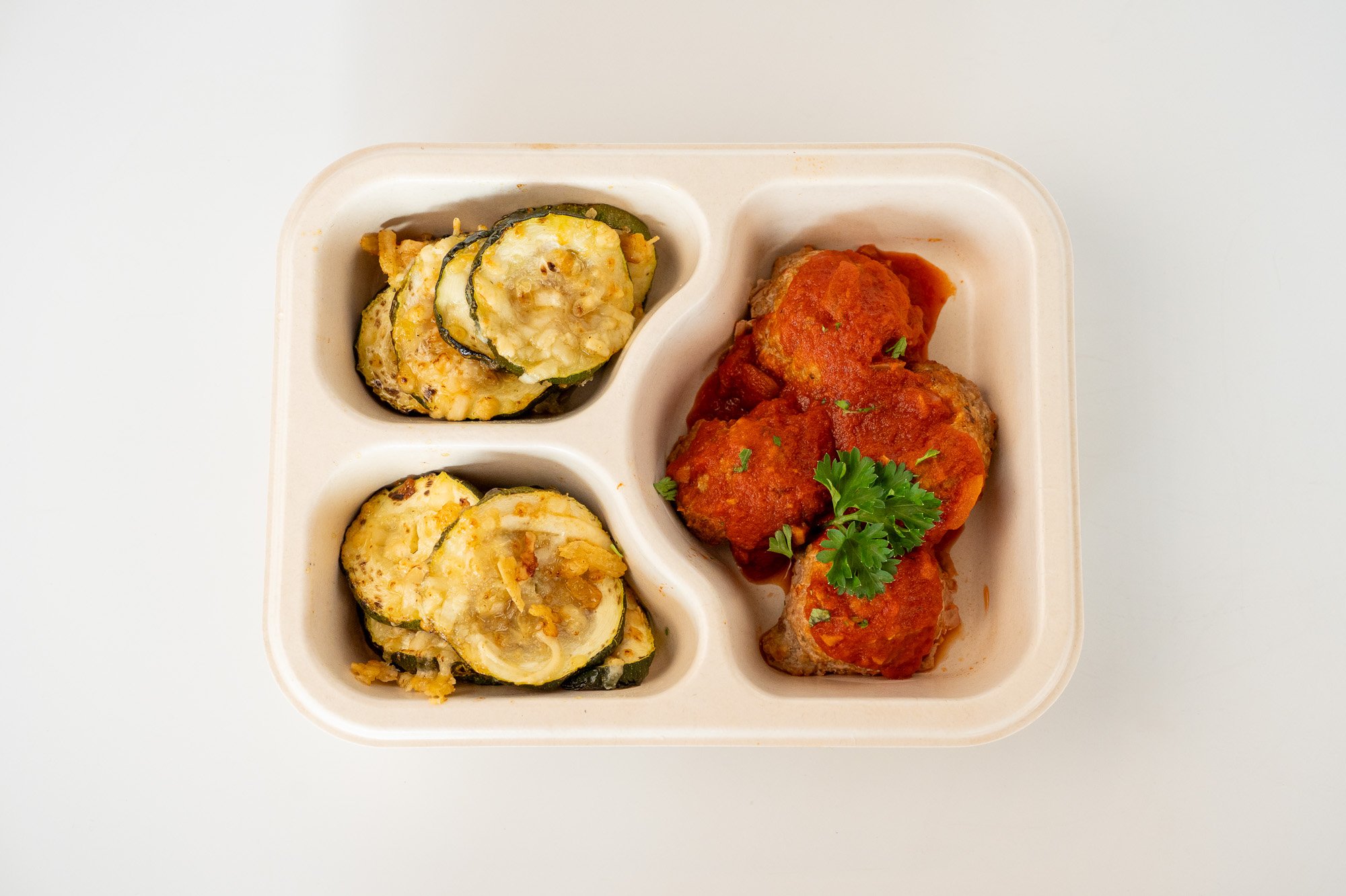 Turkey Meatballs with Parmesan Zucchini