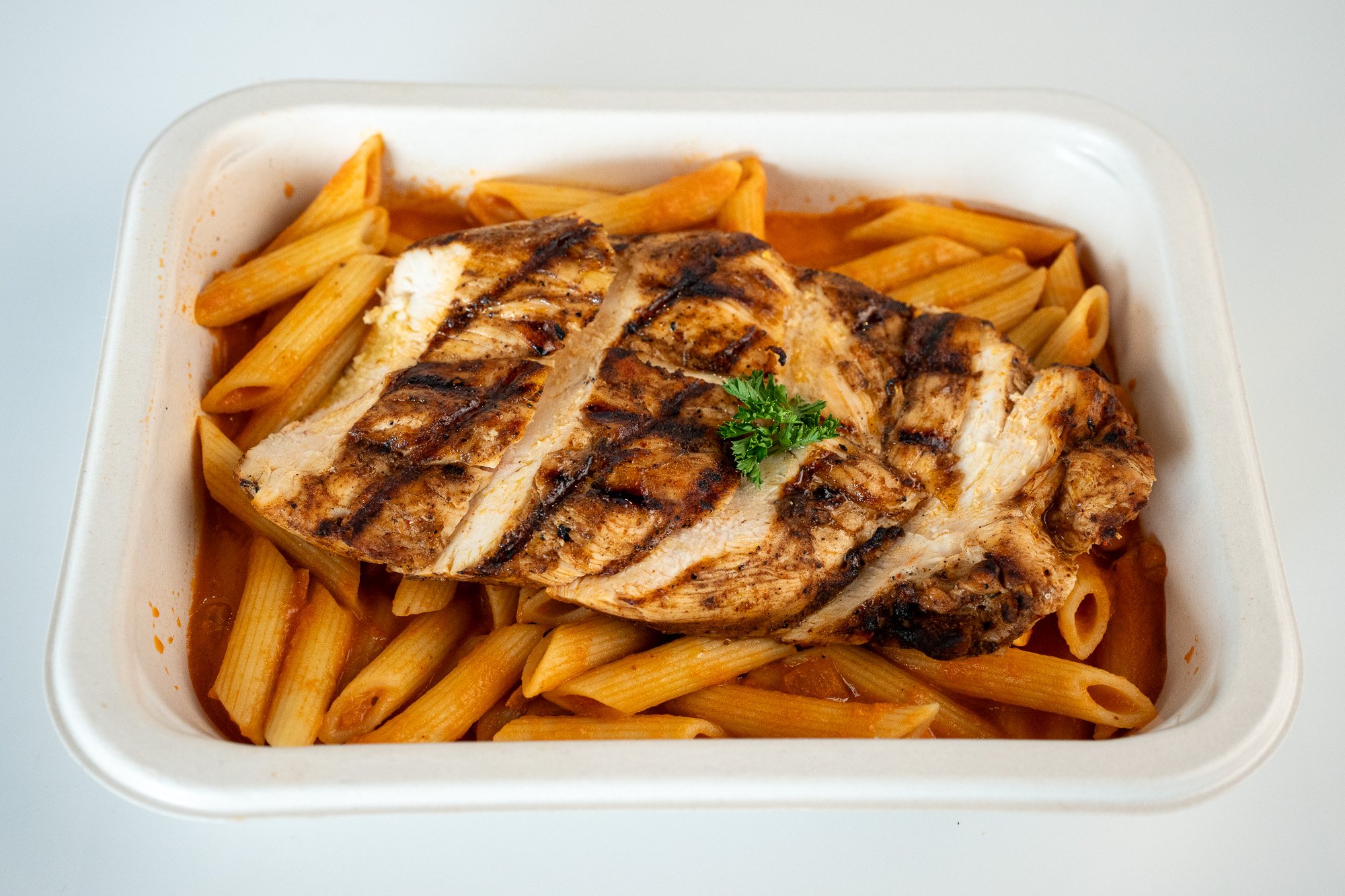 Penne Vodka Sauce with Blackened Chicken Strips