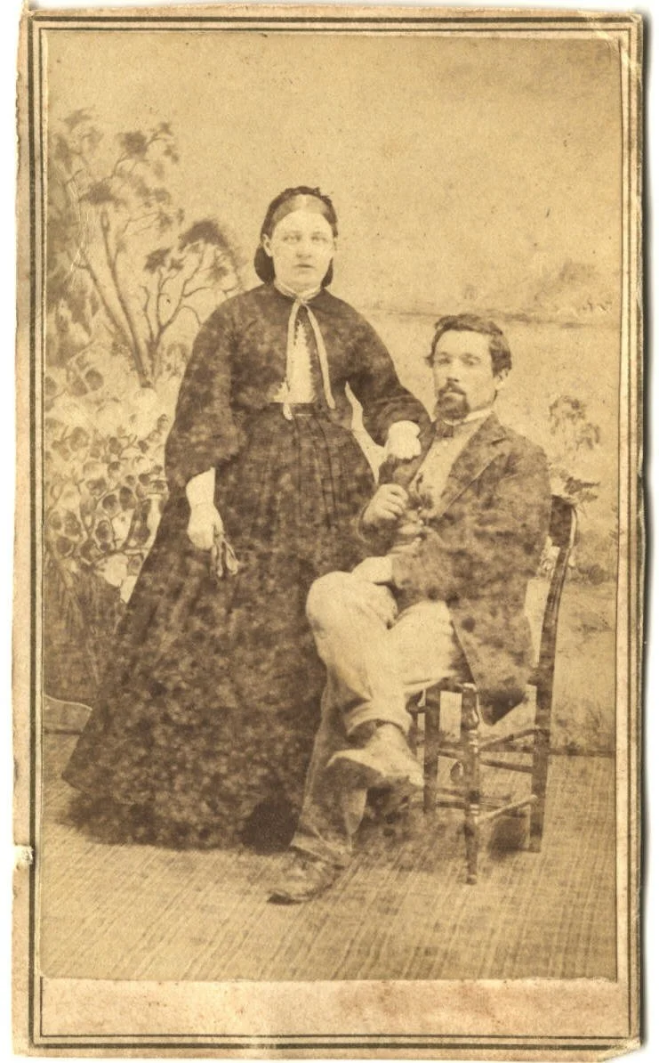 Portrait of Mary Elizabeth (Hart) Bowe and her husband Erastus Guilford Bowe.