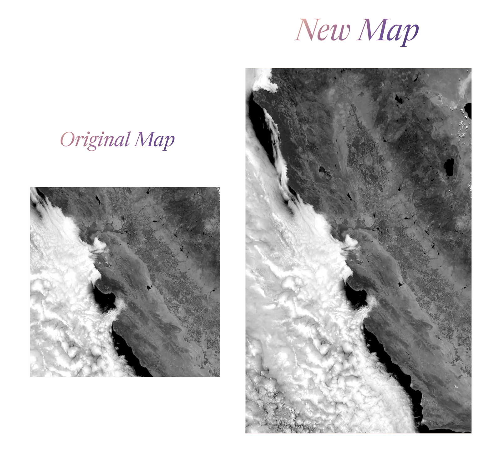 comparison of original map and new map
