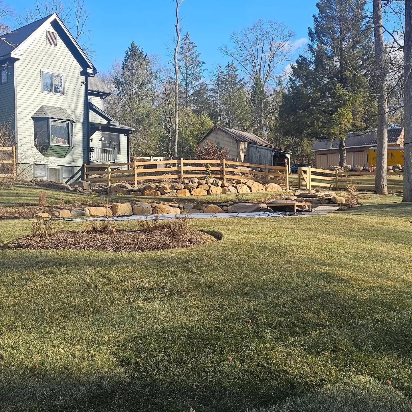 The benefits of sodding in December 
  1. Turf is dormant and requires minimal watering. This is perfect for properties without an irrigation system. Otherwise this 8000 sq ft would be a nightmare to water daily. 
  2. Soil Temps are still warm enoug