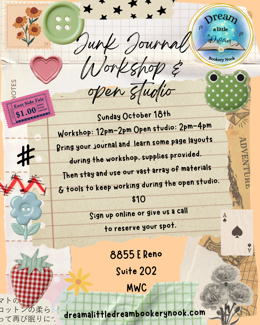 Junk journal Workshop & open Studio