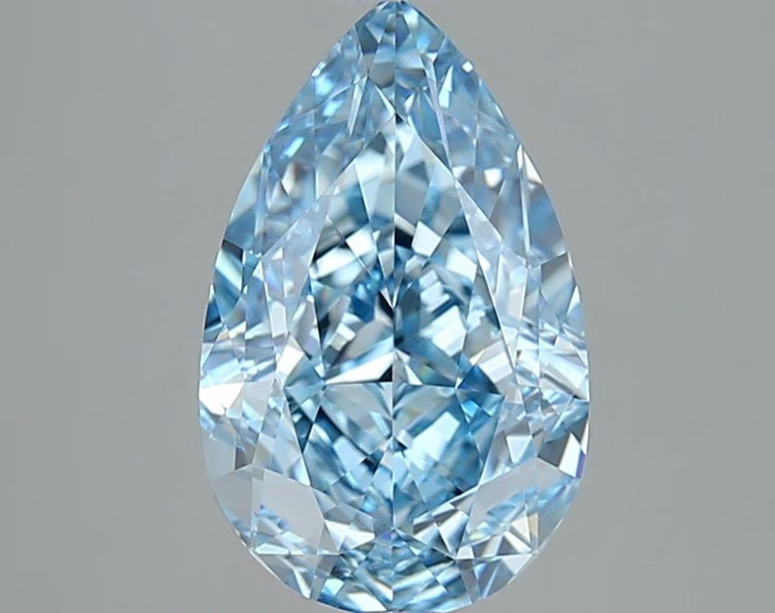 3.08ct Fancy Vivid Blue Pear Lab Diamond – Internally Flawless, IGI Certified, Excellent Cut