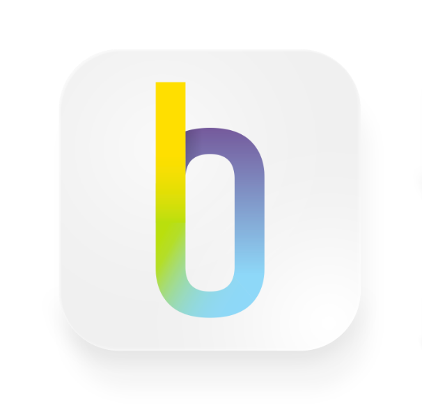 Abstract icon with a lowercase 'h' in gradient colors from yellow to purple to blue, on a white rounded square background.