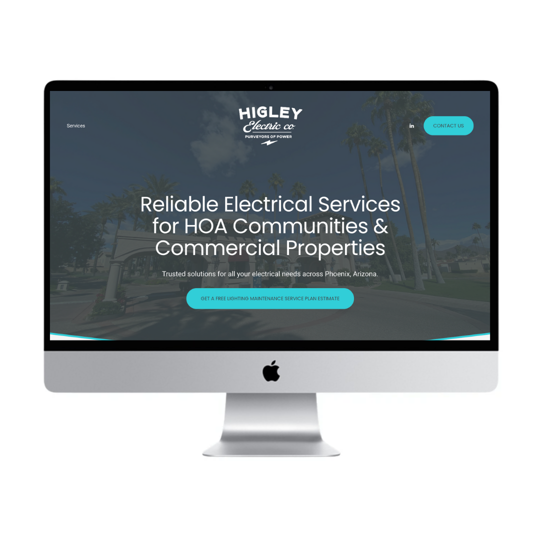 Custom website design for Higley Electric in Arizona, by Reverie Creative Agency.