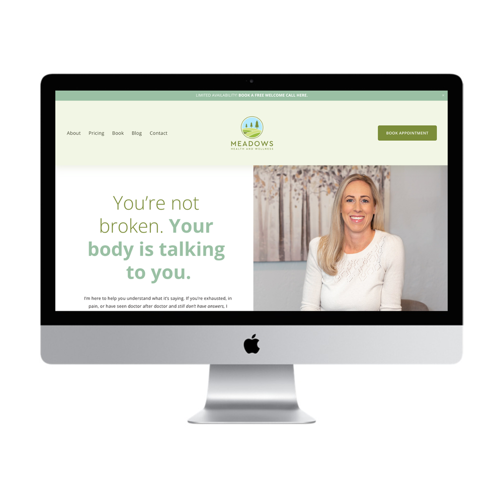 Custom website design for Meadows Health and Wellness, by Reverie Creative Agency.