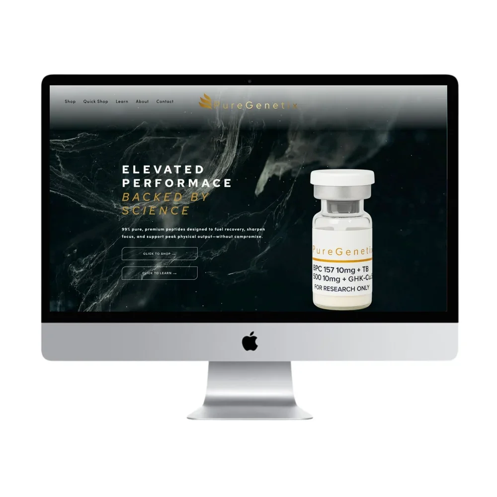 Custom website design for PureGenetix by Reverie Creative Agency.