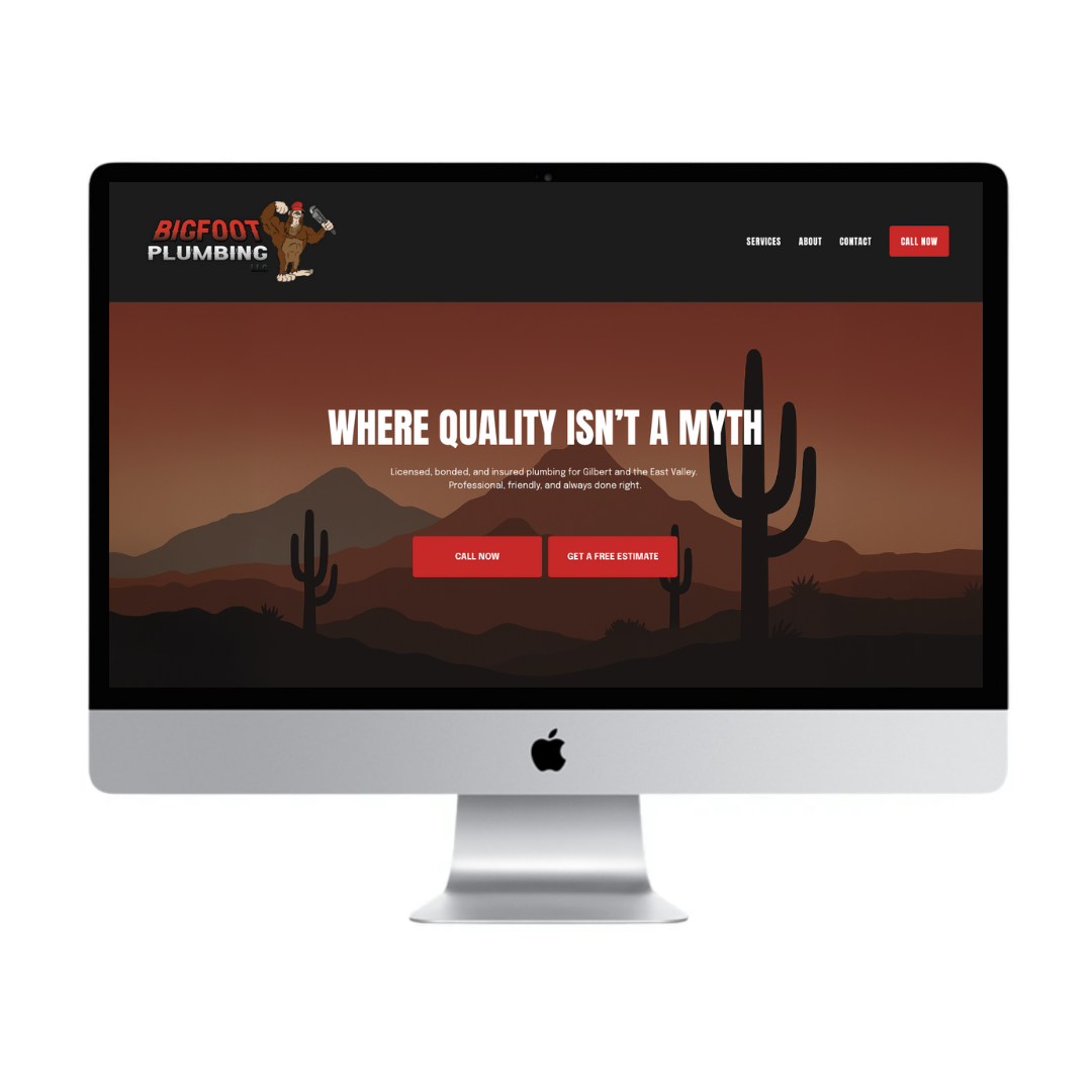 Custom website design for Bigfoot Plumbing, by Reverie Creative Agency. 