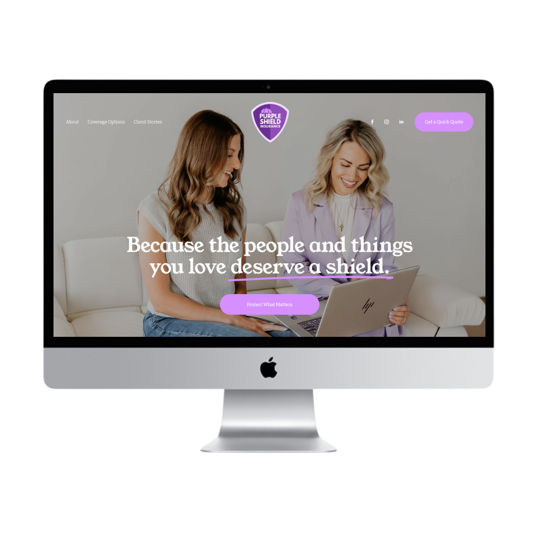 Custom website design for Purple Shield Insurance in Arizona, by Reverie Creative Agency.