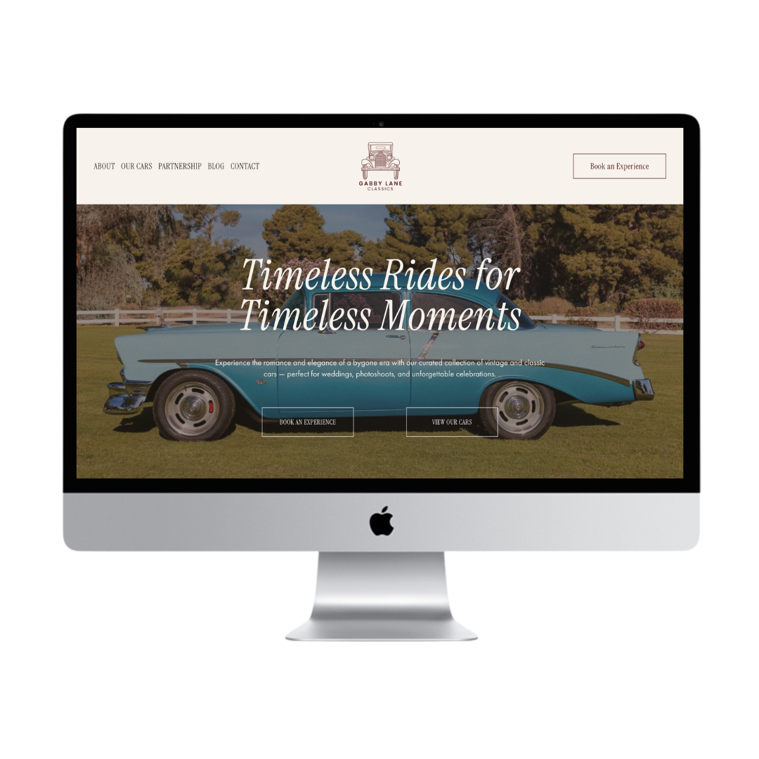 Custom website design for Gabby Lane Classics in Arizona, by Reverie Creative Agency.