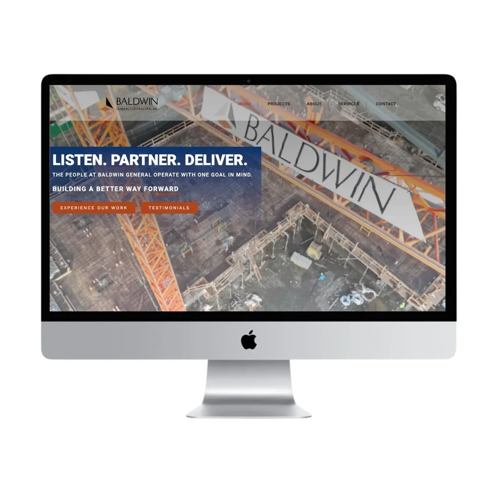 Custom website design for Baldwin Construction by Reverie Creative Agency.