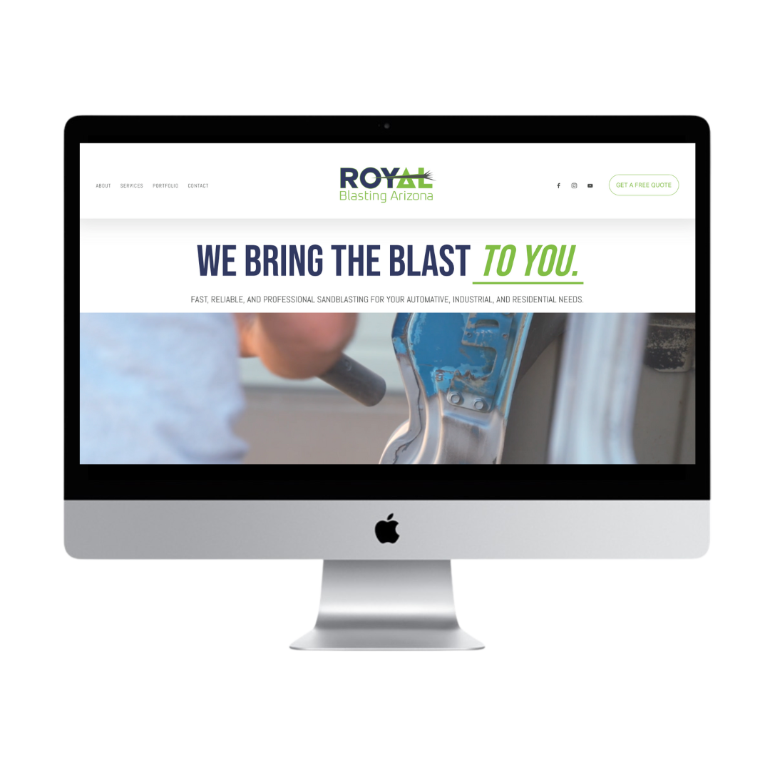 Custom website design for Royal Blasting in Arizona, by Reverie Creative Agency.