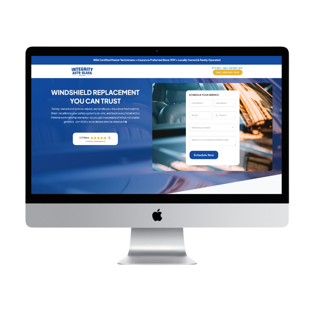 Custom website design for Windshield company, by Reverie Creative Agency.