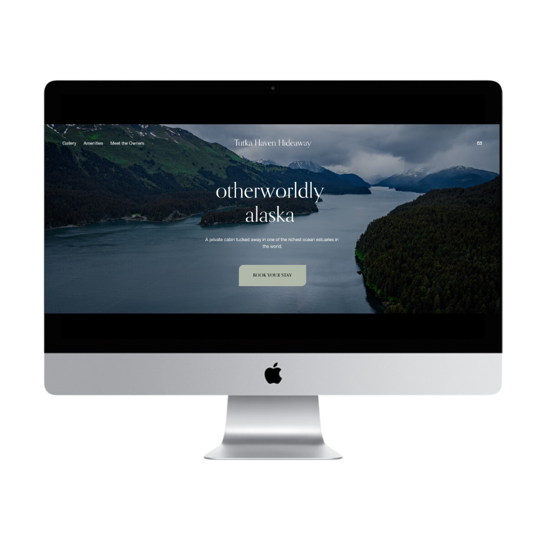 Custom website design for a private cabin in Alaska, by Reverie Creative Agency.