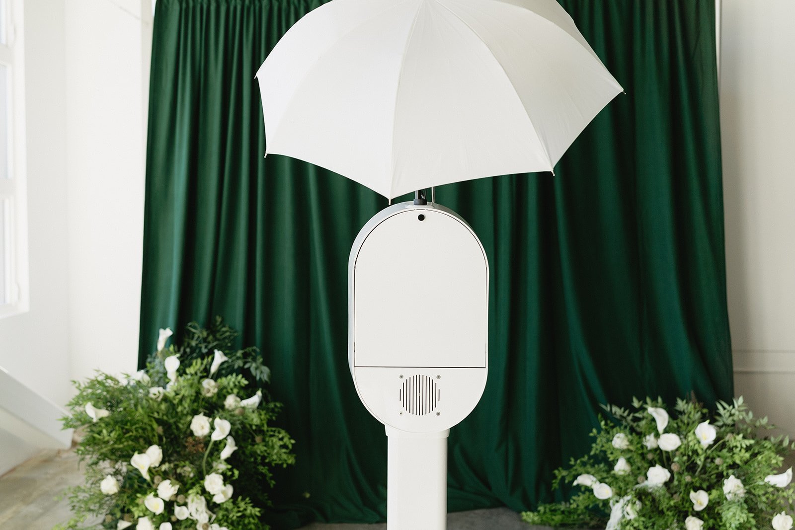 Glam wedding Photo Booth in Fort Worth with luxury velour backdrop.