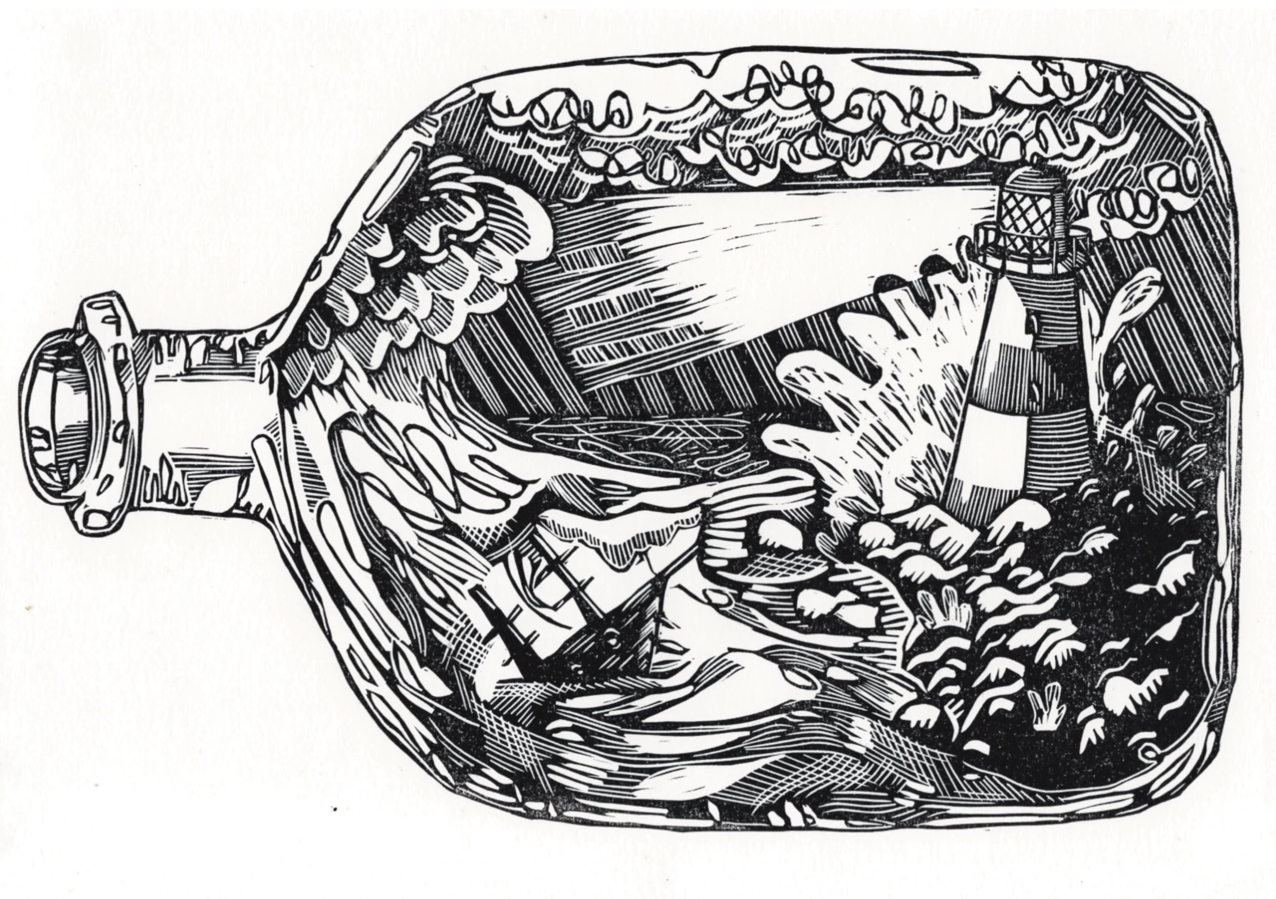 Little St Leonard's Lighthouse Linocut