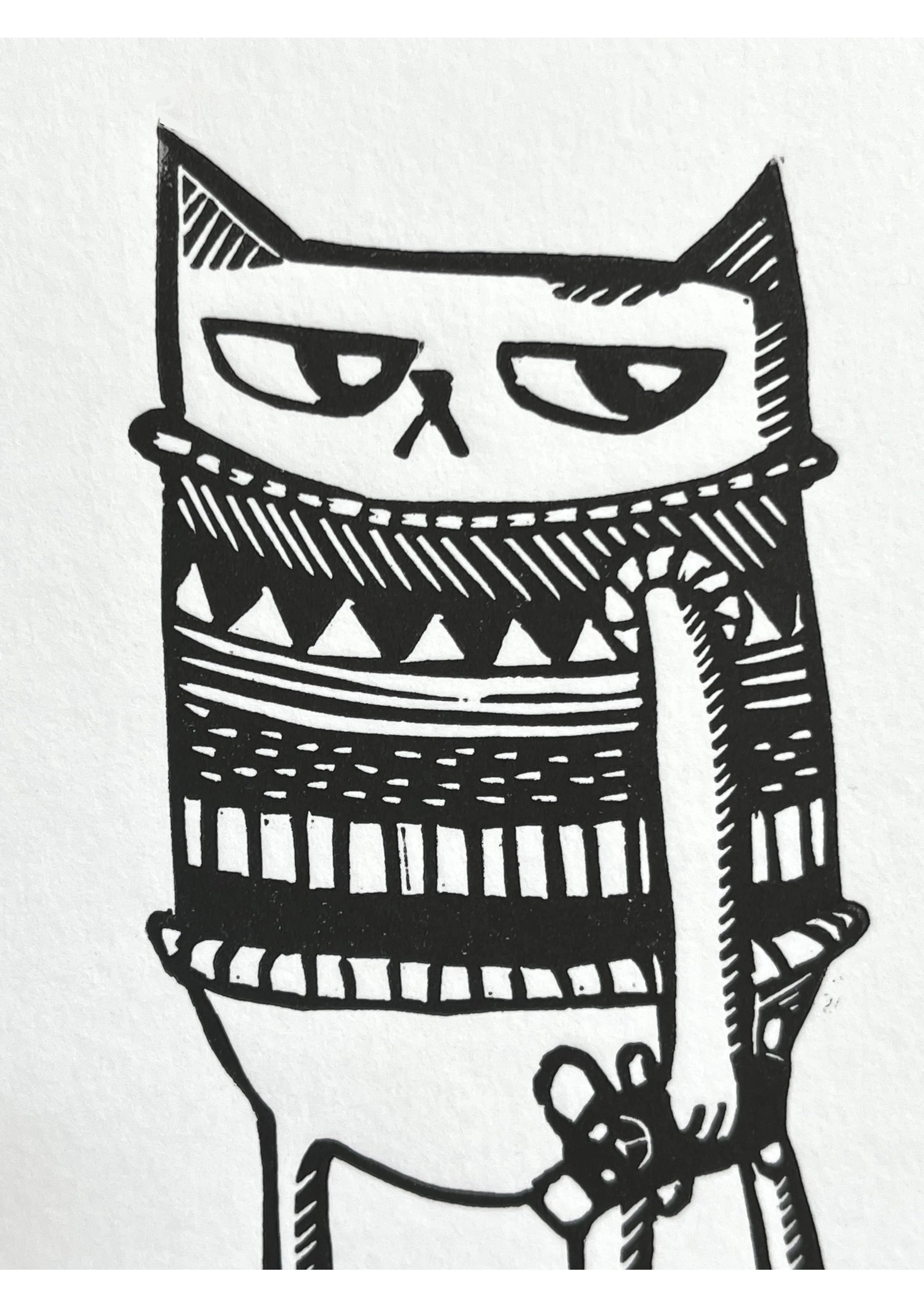 Cat & Mouse Linocut