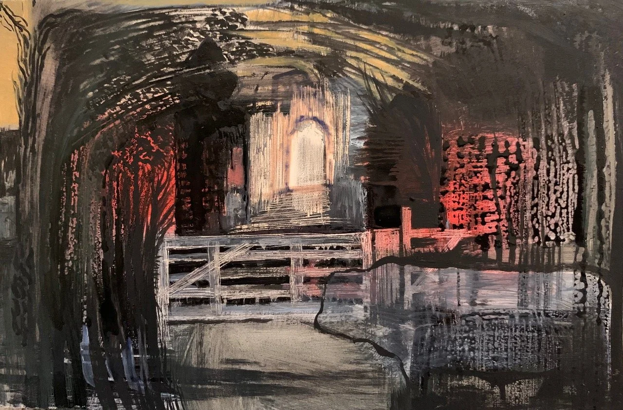 Using tiny paintings to explore the fine line between feeling safe and feeling trapped as a metaphor for human relationships. Oil on gesso board.