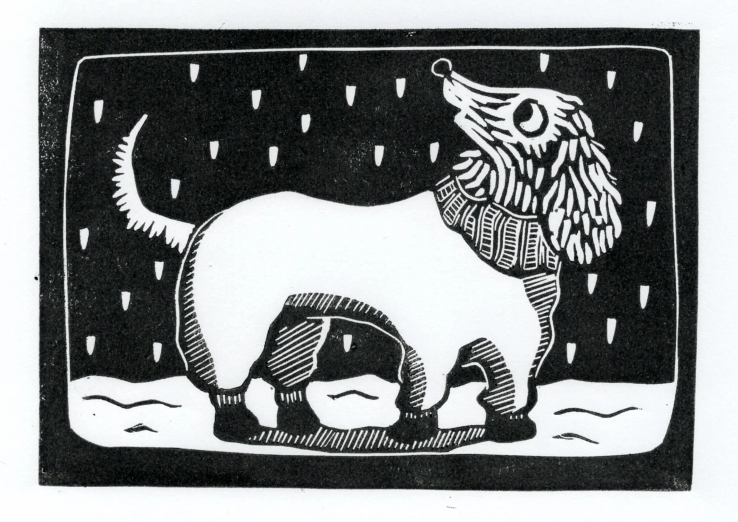Mufflements Linocut