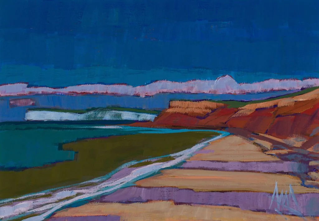 Brook Beach Study / "After LAOTY I needed a break from complicated paintings, so I started to paint mainly coastal scenes round the Island with a small group of artists. I really wanted to get back to basic shapes and tones, so used A4 acrylic paper 
