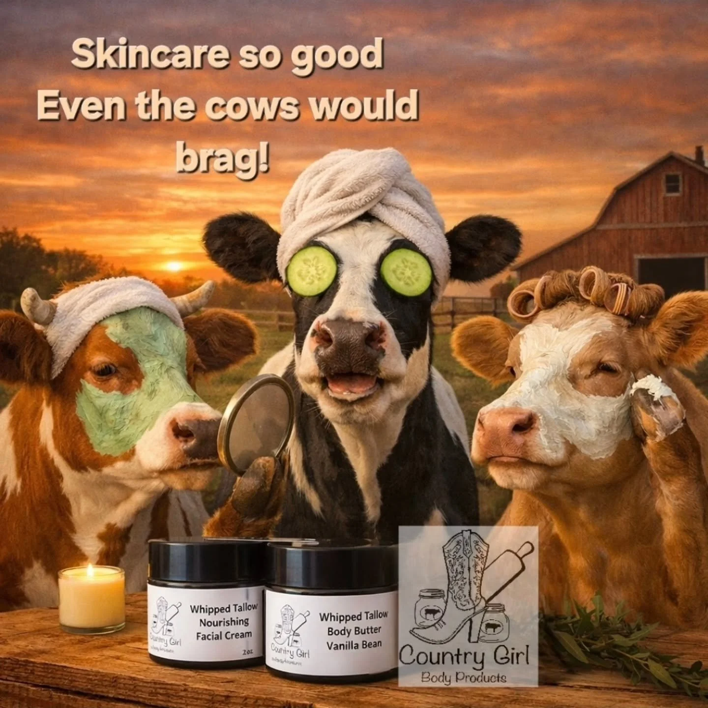 Moo-ve over, complicated skincare! 🐮 

Our whipped tallow is the secret. Natural, Wholesome and Simple. You can pronounce all of our ingredients! Go grazing in style with hydrated skin.

Which product are you grabbing first? ✨

www.countrygirlbodypr
