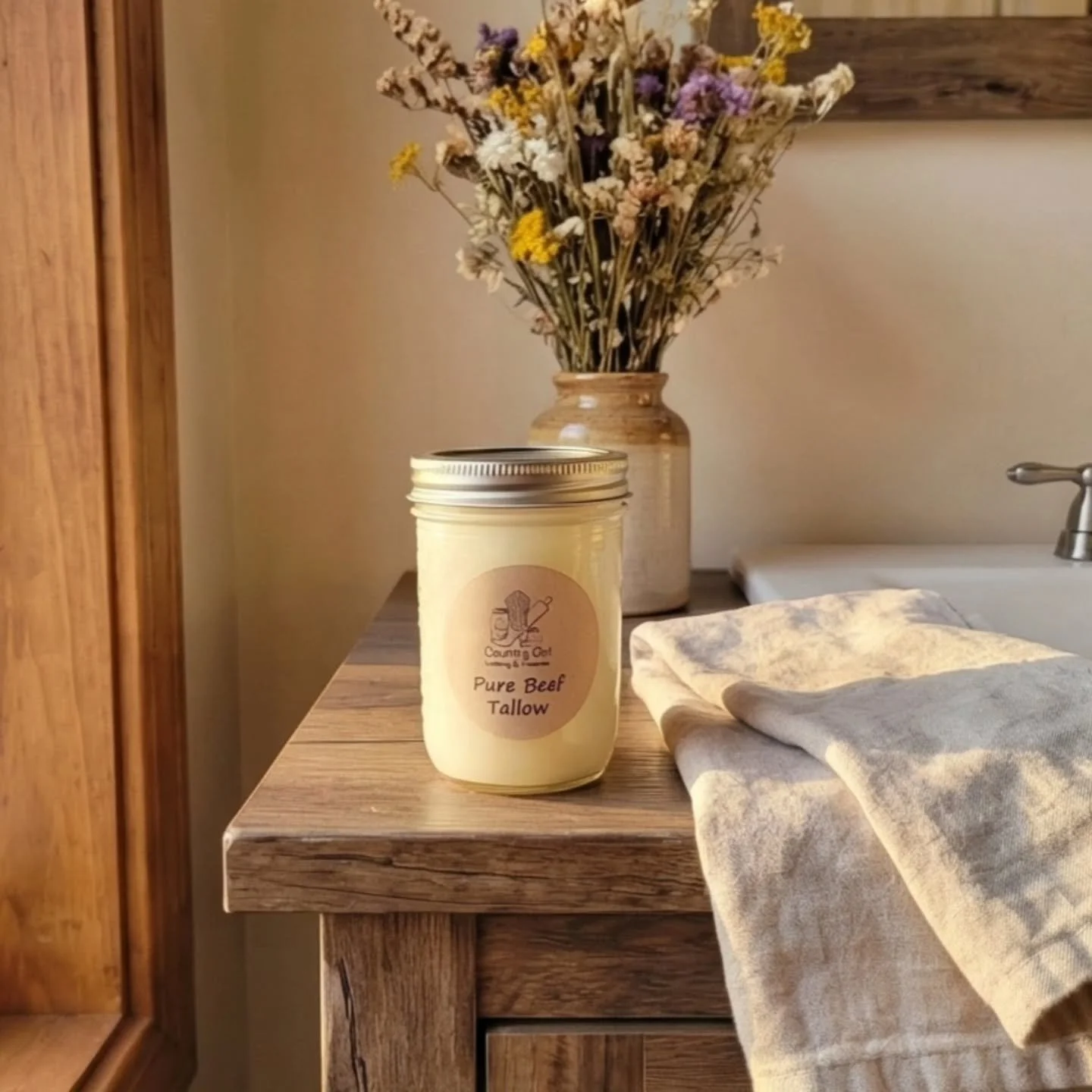 Are you looking for natural skincare you can trust? 🥰

Elevate your skincare with the purity of nature. 

Our Pure Beef Tallow is rendered in house and made into luxurious skincare you can trust. It offers timeless nourishment for a radiant, elegant