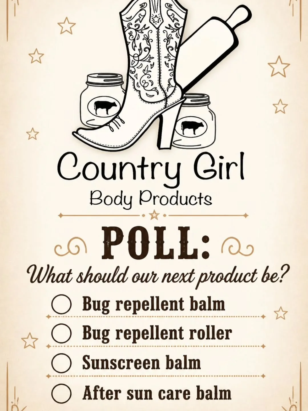 We would love your input 💛

As a small batch, family-operated business, your feedback truly helps guide what we create next. 
We are working on some new seasonal products and want to know what YOU would be most excited to see from us 👇

🦟 Bug Repe