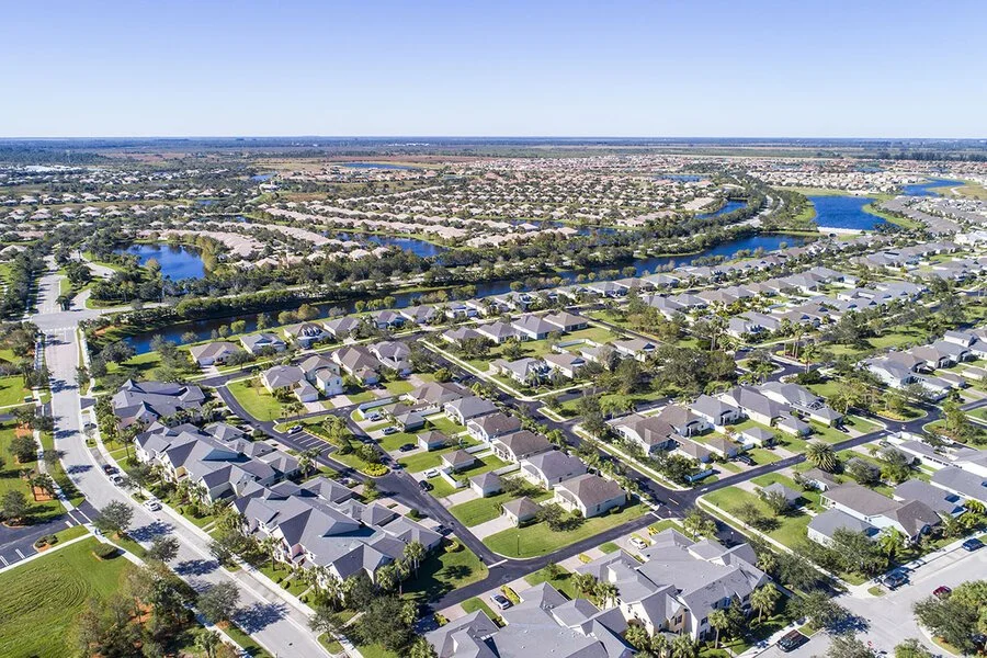 Aerial view of a Port St. Lucie, Florida neighborhood served by Claims Help Adjusting Group public adjusters