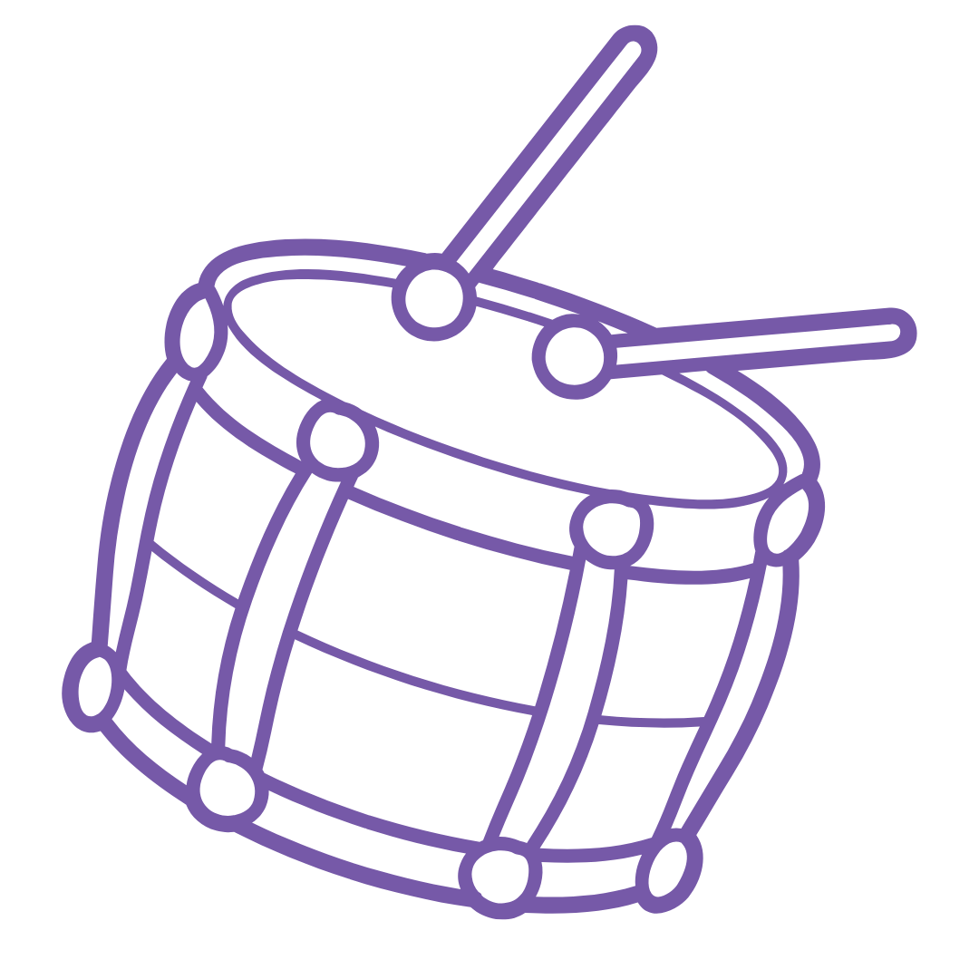 Icon of a drum and drumsticks