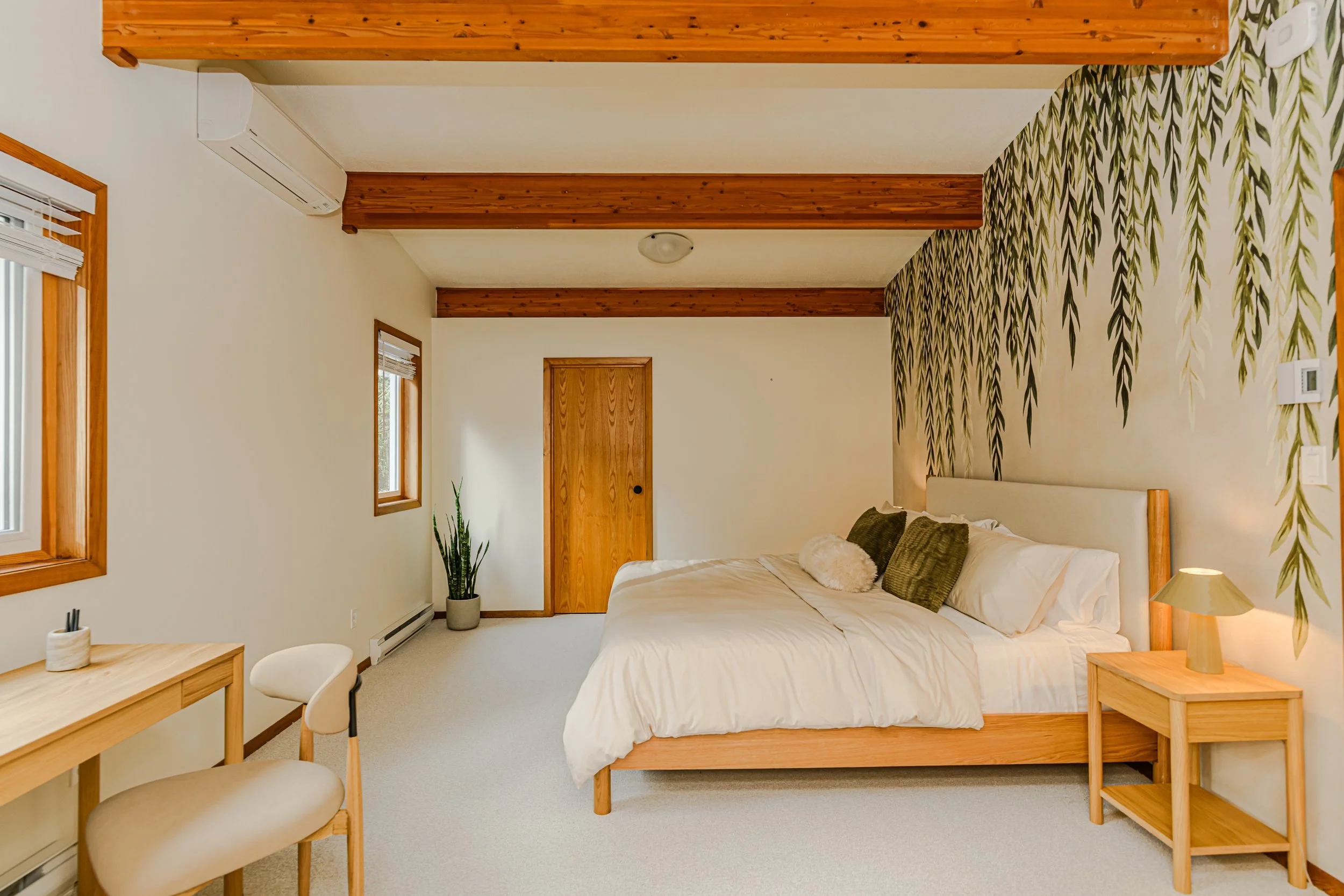 cozy king bedroom with eelart wallpaper