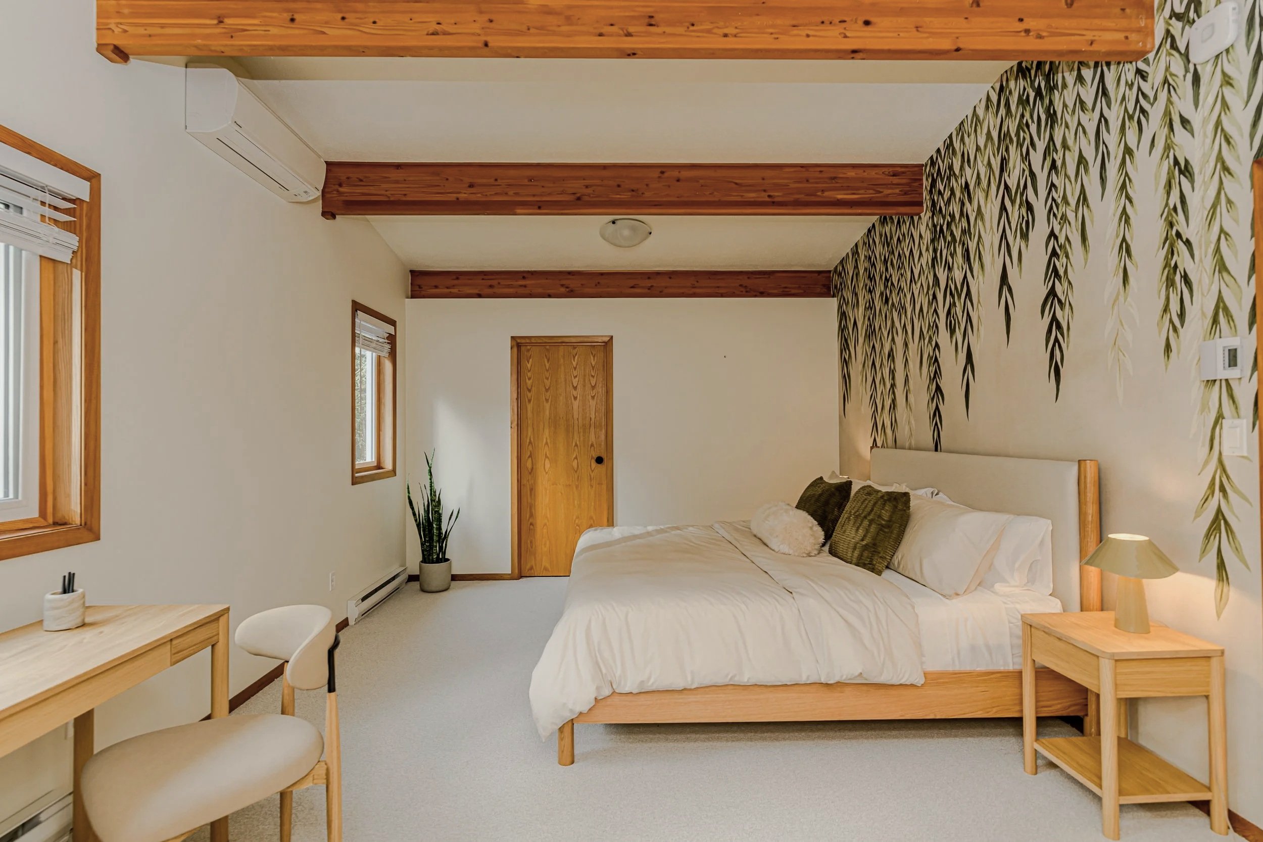 cozy king bedroom with eelart wallpaper