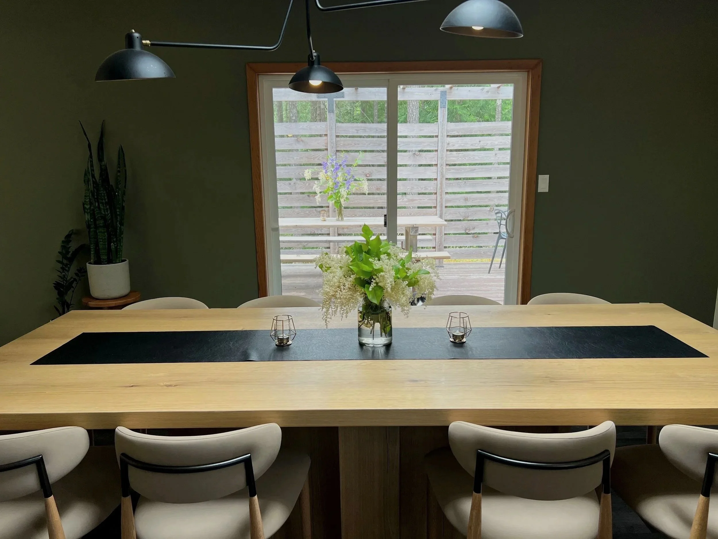 open concept dinning and fireplace