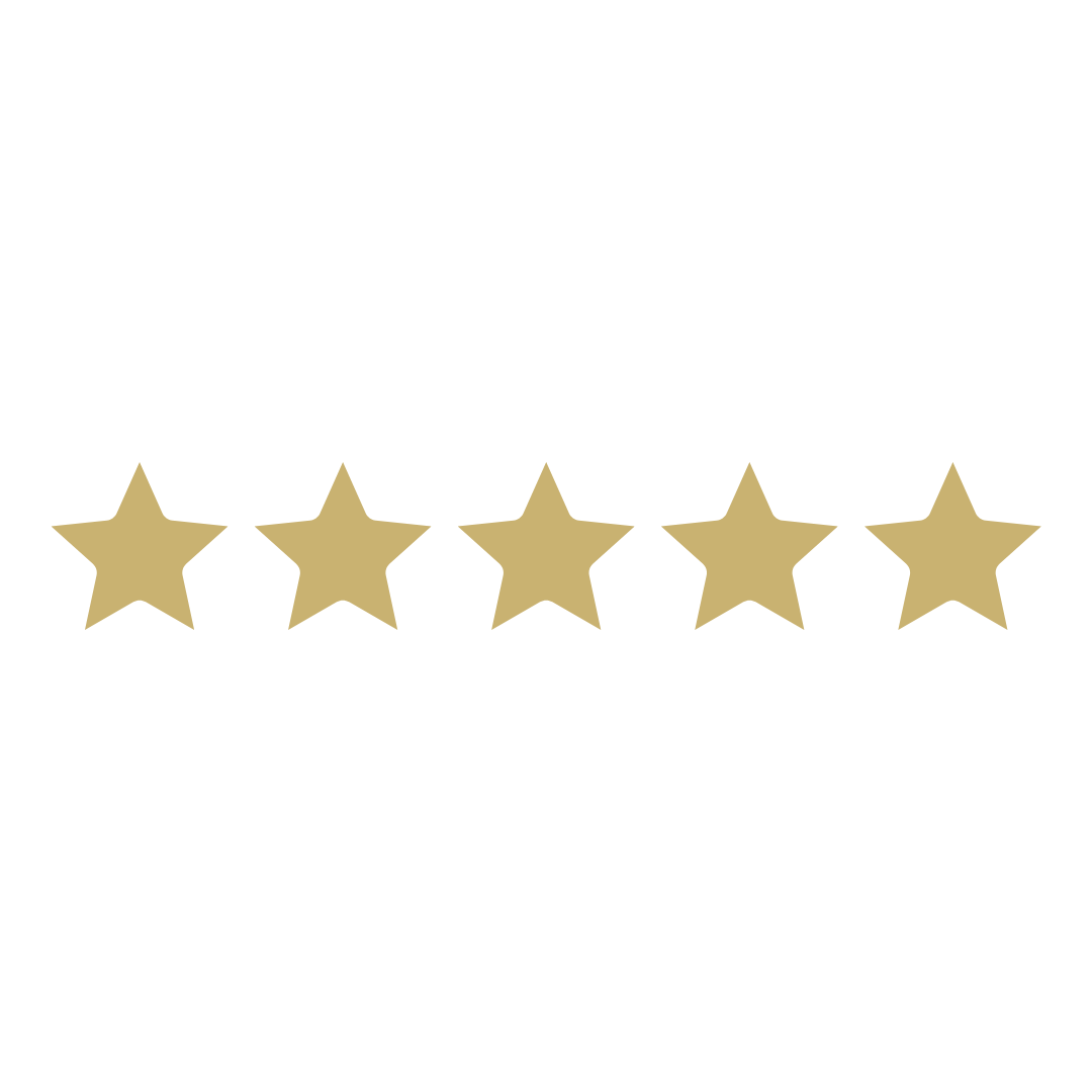 Customer review with five gold stars and the text "Excellent product! Highly recommended!"
