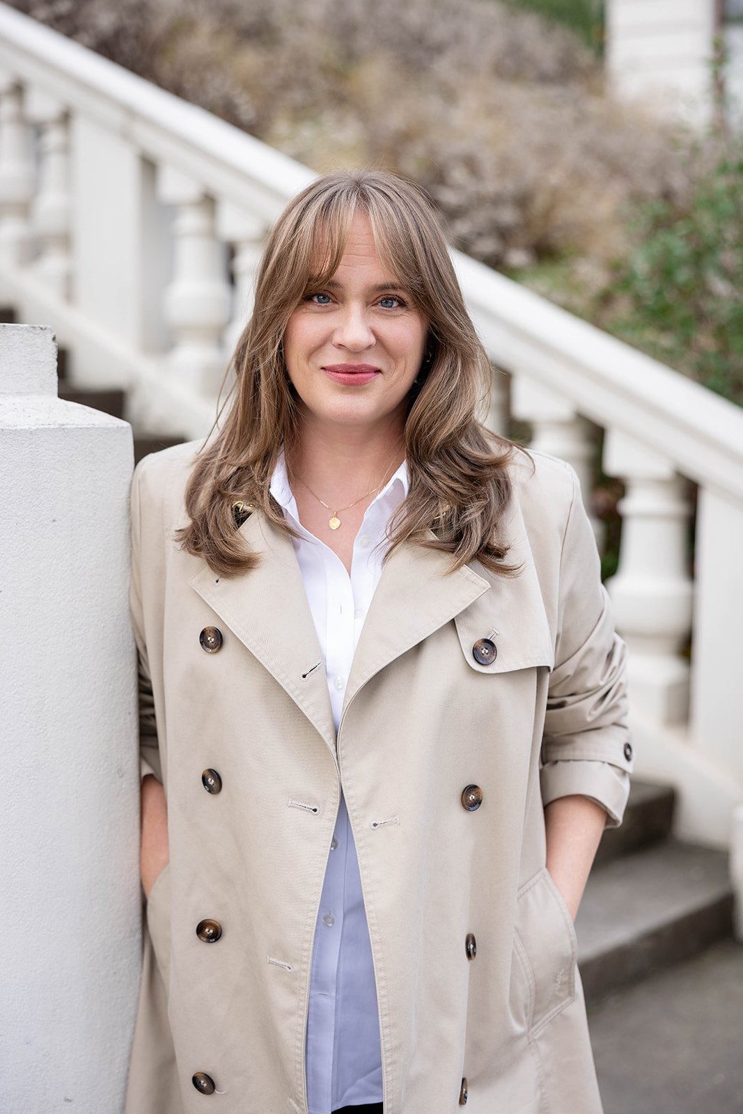 Therapist outside smiling