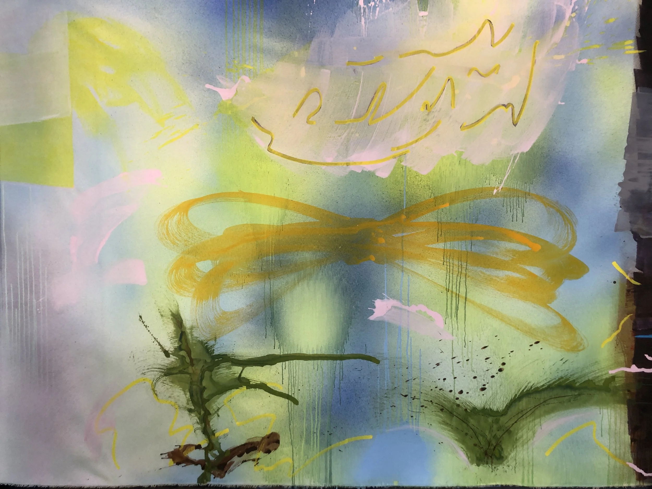 Fresque 4 saisons -détail Eté - acrylique sur toile -Décembre 2024 -200 x 1000 cm