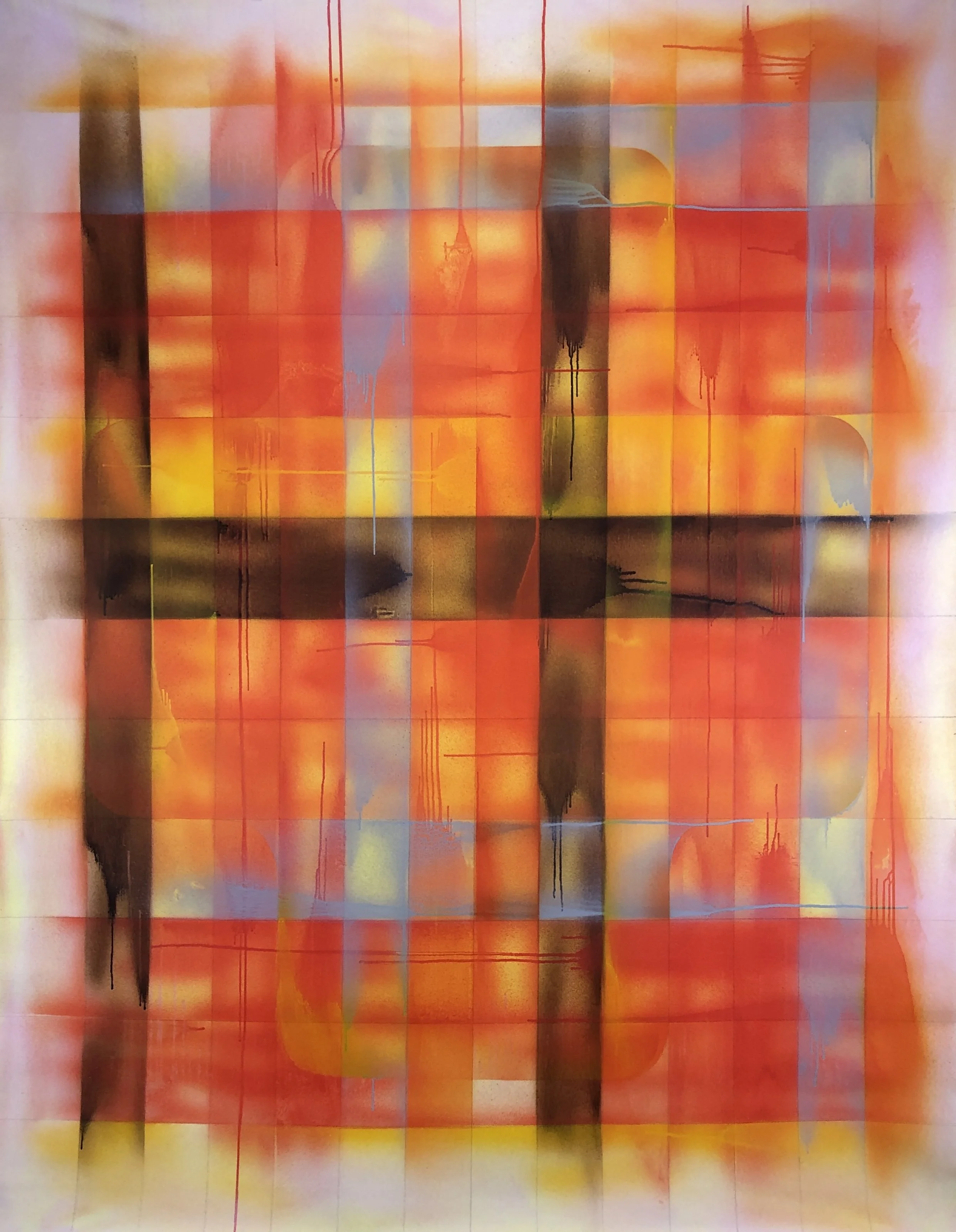 Floating Cross-Orange-Soleil levant - acrylique sur toile - 16.9.2025 - 200 x 155 cm - 
