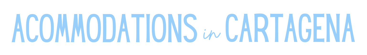 Text that reads 'Accommodations in Cartagena' in various shades of blue.