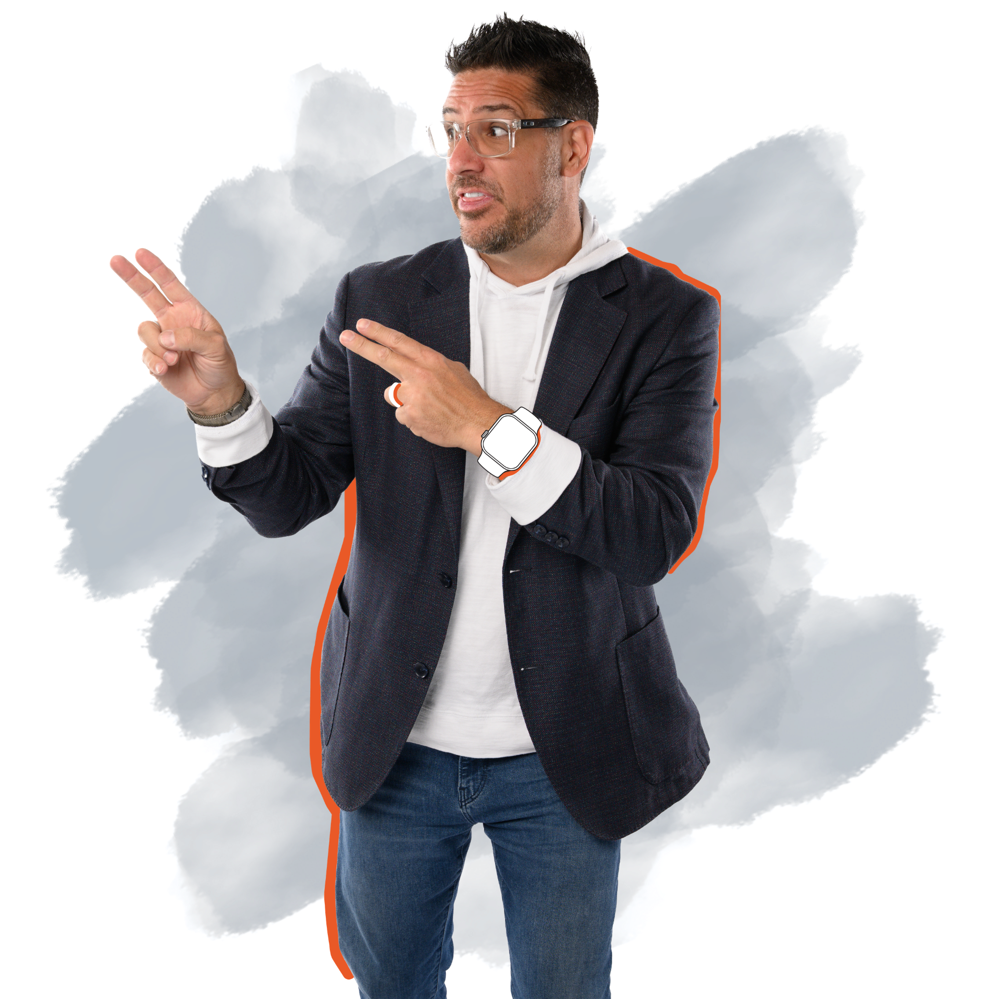 CHRISTOPH merrill, Certified Speaking Professional, points at the camera against a yellow graffiti backdrop.