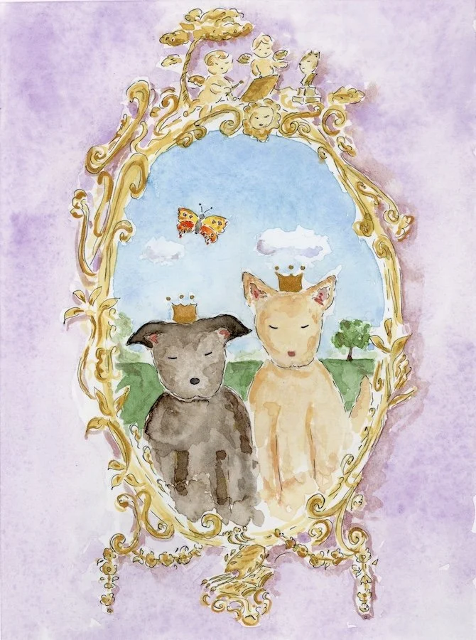 A Portrait of Carolina and Tallulah Framed by a Pier-Glass Celebrating the Arts of Sculpture & Painting Designed by John Linnell, 2024. 8” x 6”.